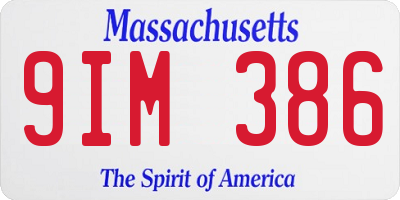 MA license plate 9IM386