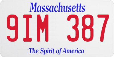 MA license plate 9IM387