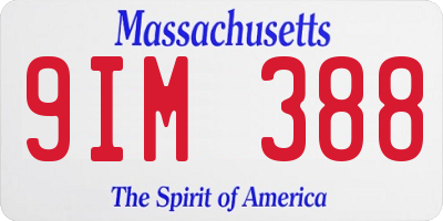 MA license plate 9IM388