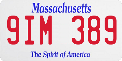MA license plate 9IM389