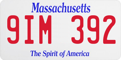 MA license plate 9IM392