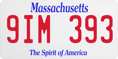 MA license plate 9IM393