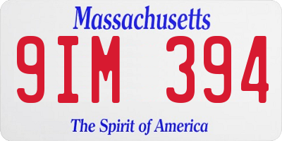 MA license plate 9IM394