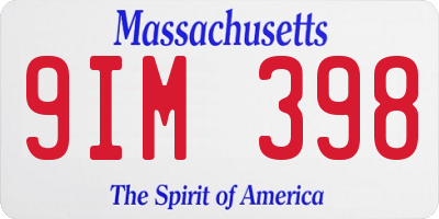 MA license plate 9IM398