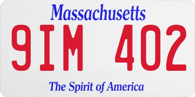 MA license plate 9IM402