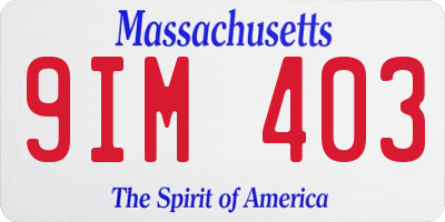 MA license plate 9IM403