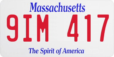 MA license plate 9IM417