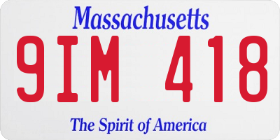 MA license plate 9IM418