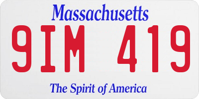 MA license plate 9IM419