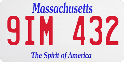 MA license plate 9IM432