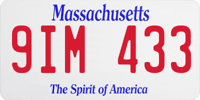 MA license plate 9IM433