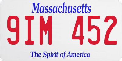 MA license plate 9IM452
