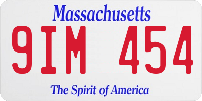 MA license plate 9IM454