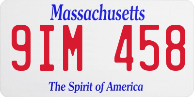 MA license plate 9IM458