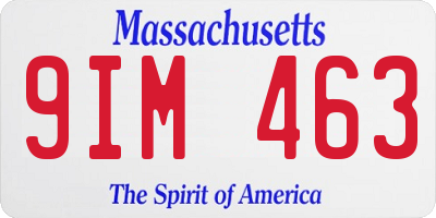 MA license plate 9IM463