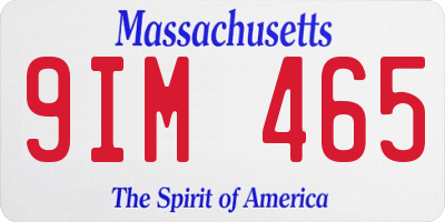 MA license plate 9IM465