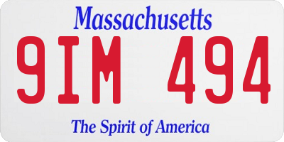 MA license plate 9IM494