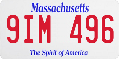 MA license plate 9IM496