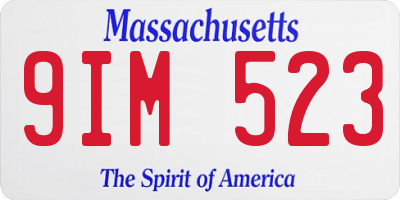 MA license plate 9IM523