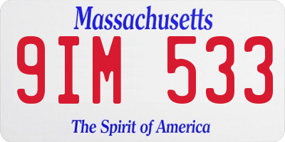 MA license plate 9IM533