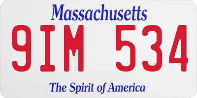 MA license plate 9IM534