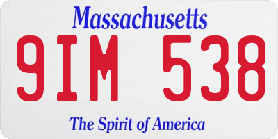MA license plate 9IM538