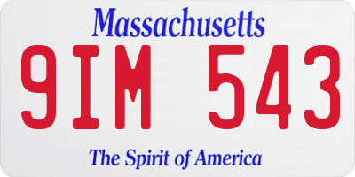 MA license plate 9IM543