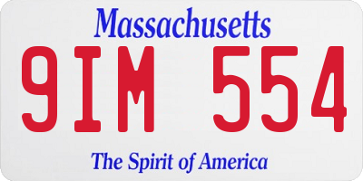 MA license plate 9IM554