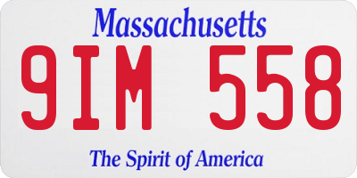 MA license plate 9IM558