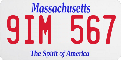 MA license plate 9IM567