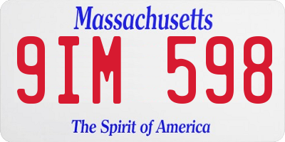 MA license plate 9IM598