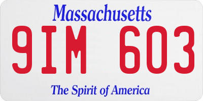 MA license plate 9IM603
