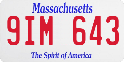 MA license plate 9IM643