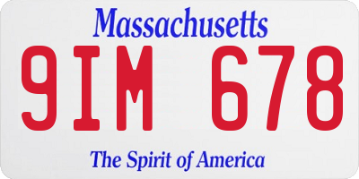 MA license plate 9IM678