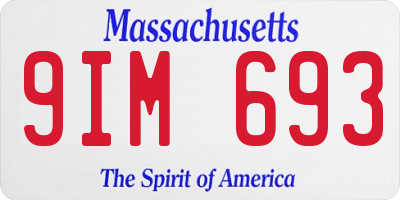 MA license plate 9IM693