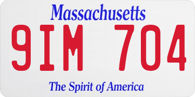 MA license plate 9IM704