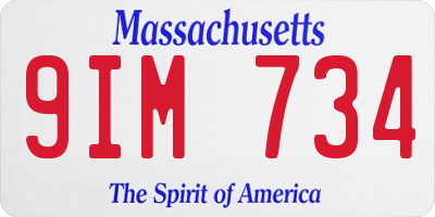 MA license plate 9IM734
