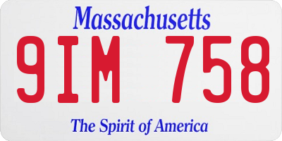 MA license plate 9IM758