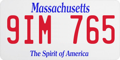 MA license plate 9IM765