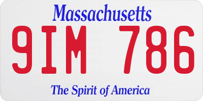 MA license plate 9IM786