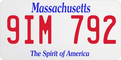 MA license plate 9IM792