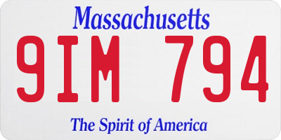 MA license plate 9IM794