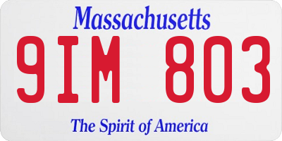 MA license plate 9IM803