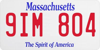 MA license plate 9IM804