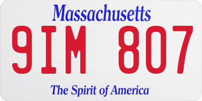 MA license plate 9IM807