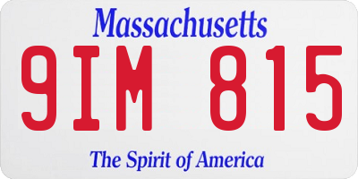 MA license plate 9IM815