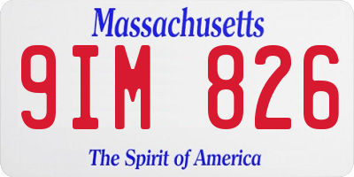 MA license plate 9IM826