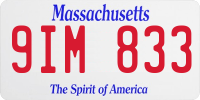 MA license plate 9IM833