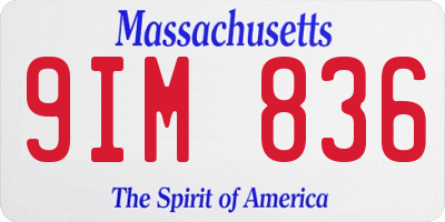 MA license plate 9IM836