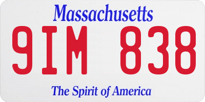 MA license plate 9IM838